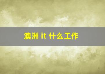 澳洲 it 什么工作